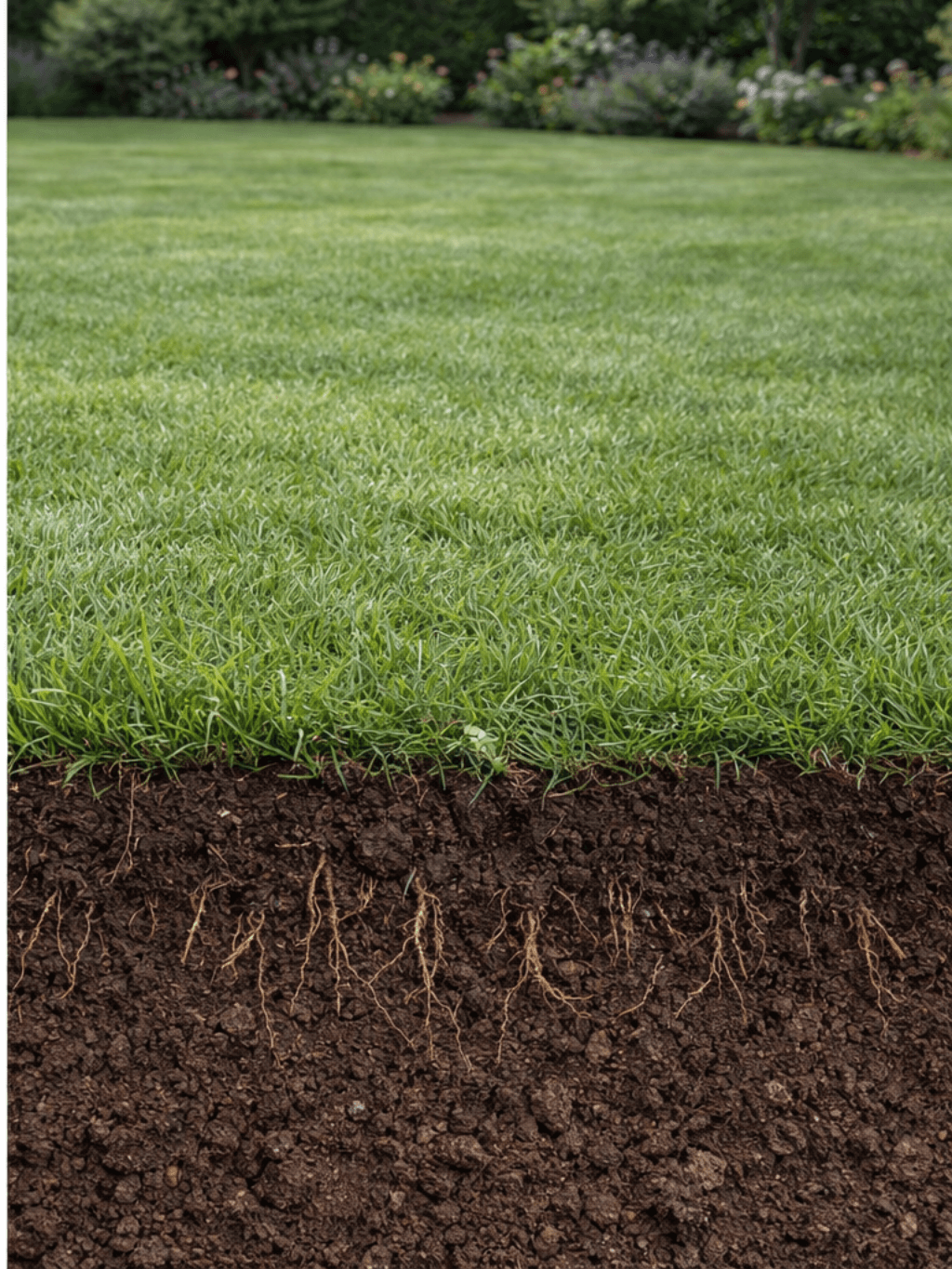 Gyepszellőztetés előtt és utána - talaj és gyökérzóna keresztmetszet - Utána